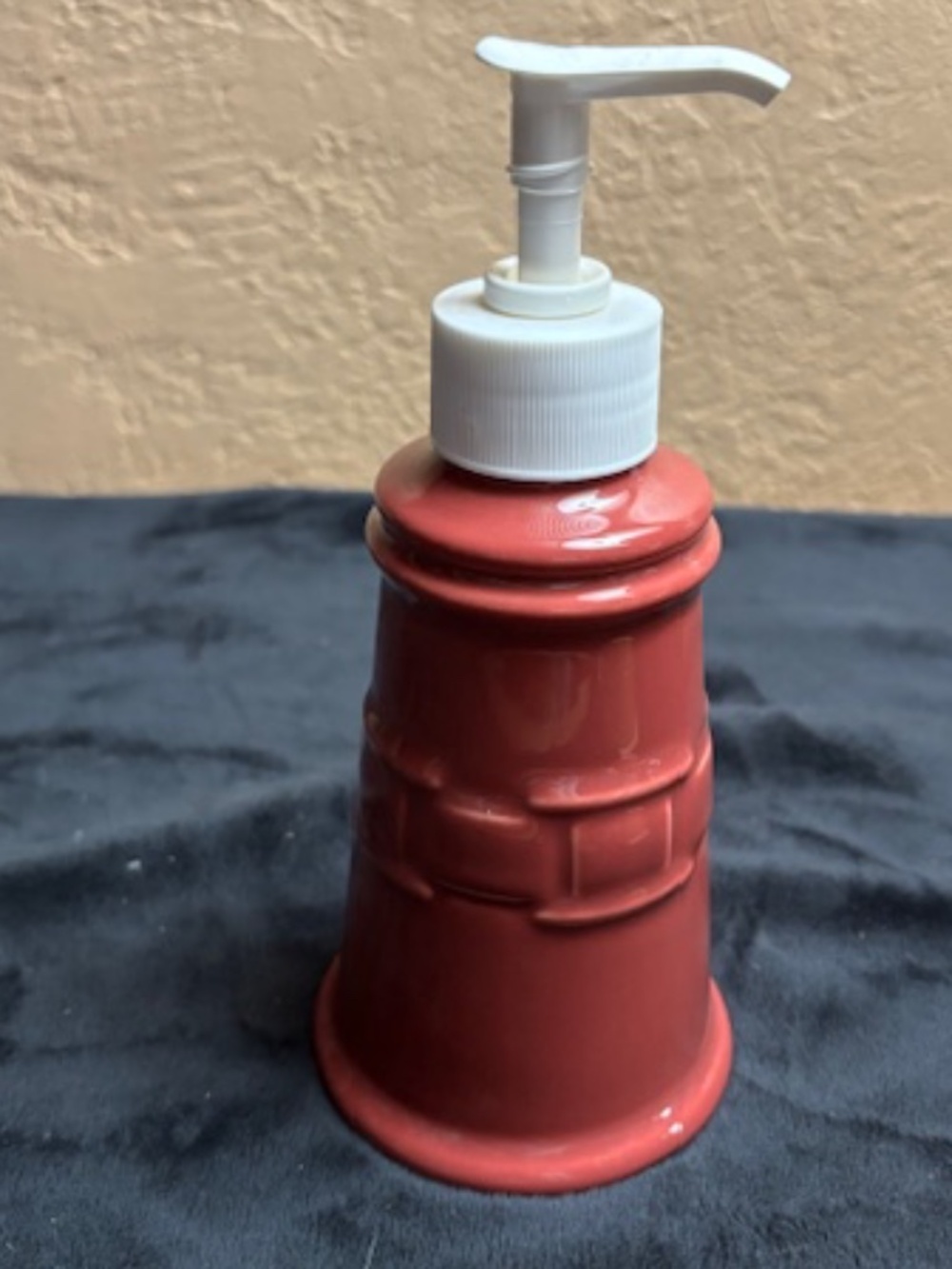 Longaberger Pottery woven traditions soap dispenser- Red and a Yellow one